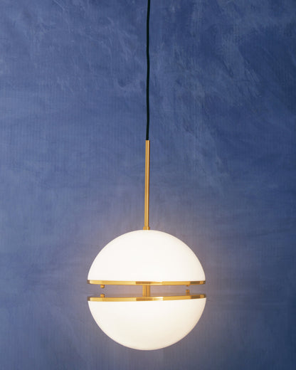 Art Deco Brushed Brass Globe Pendant Light