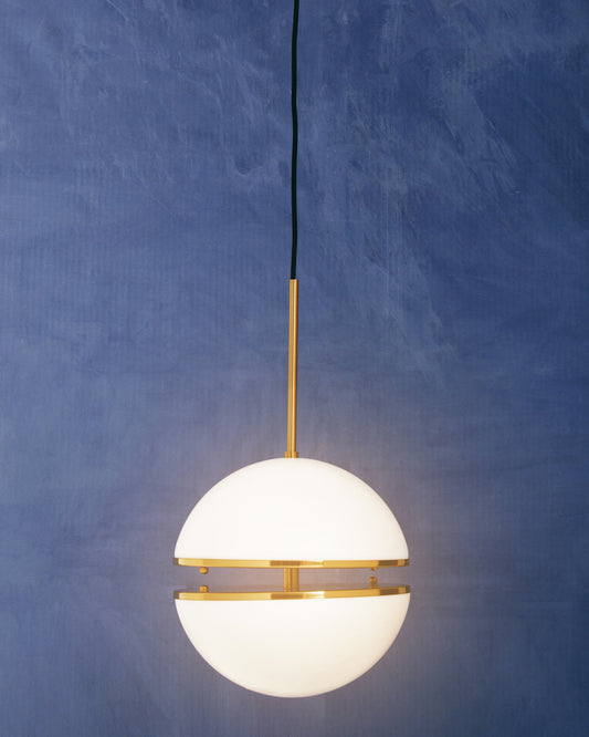 Art Deco Brushed Brass Globe Pendant Light