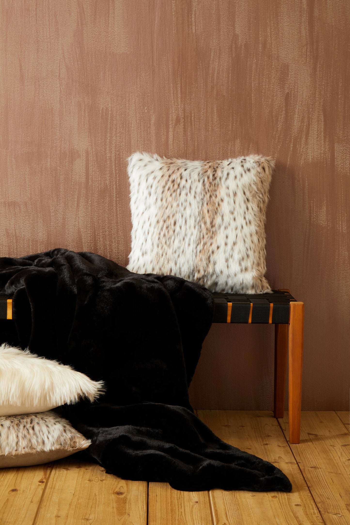 Nomad Lamina Black Faux Fur Throw | Bali & Blue