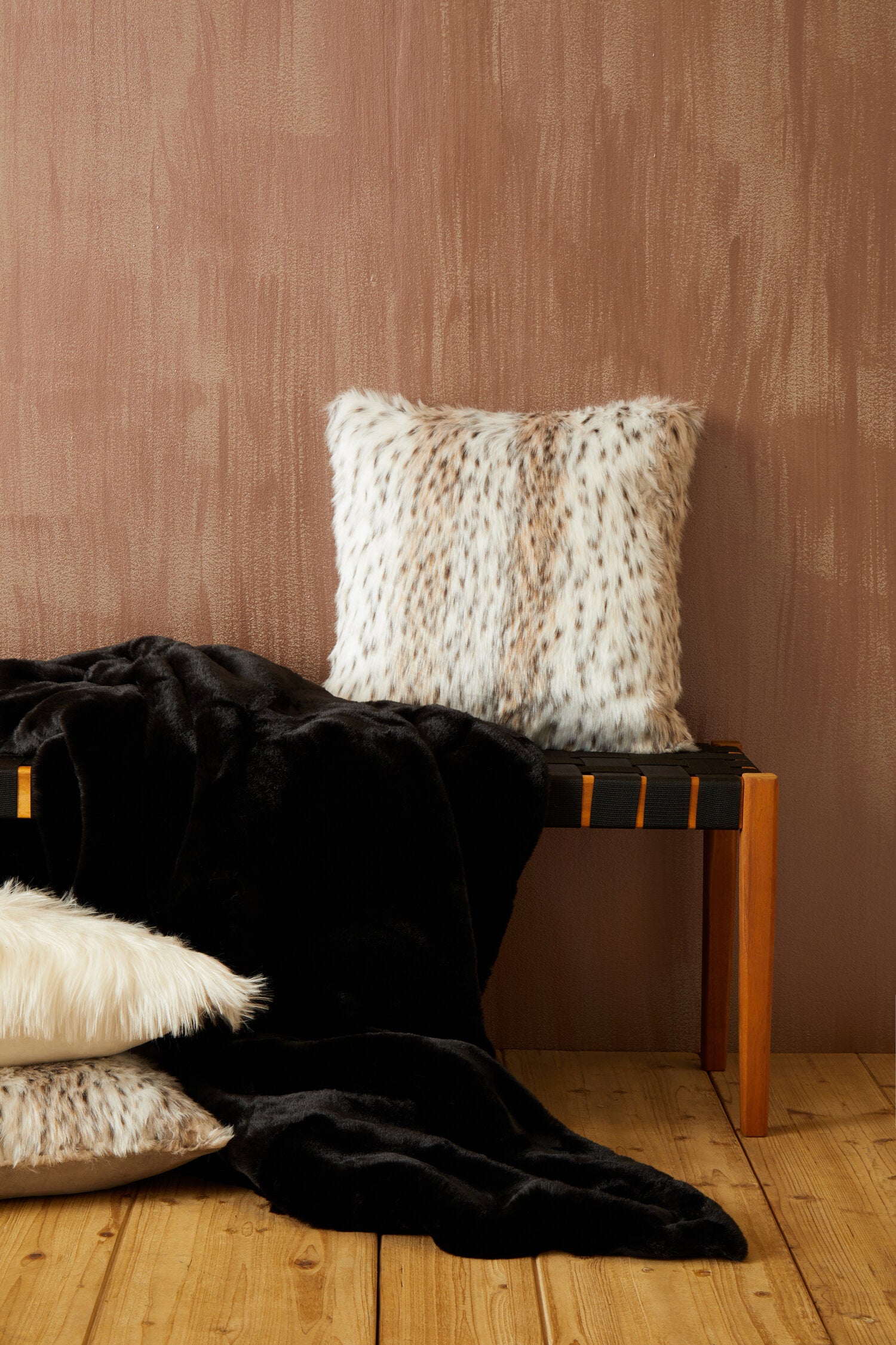 Nomad Lamina Black Faux Fur Throw | Bali & Blue