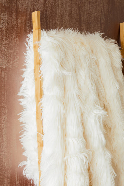 Nomad Lamina Cream Faux Fur Throw