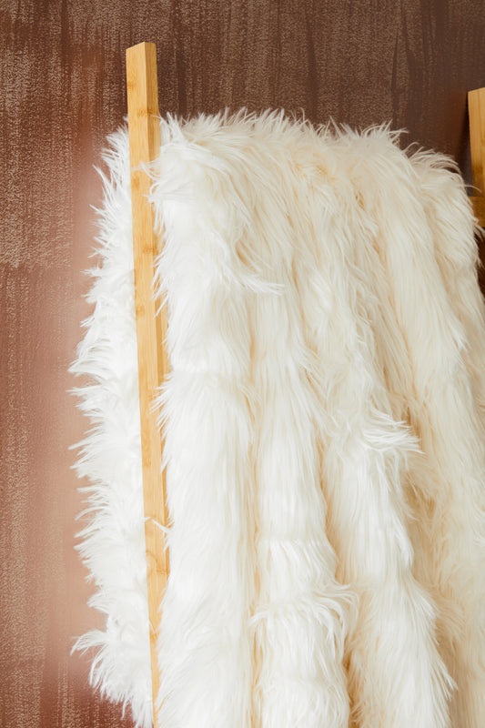 Nomad Lamina Cream Faux Fur Throw