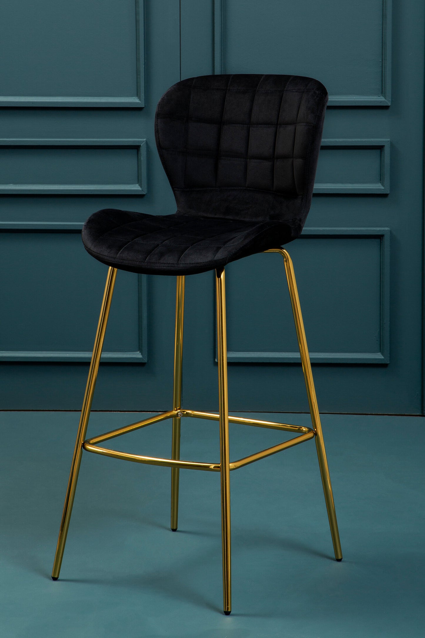 Martina Black Velvet Gold Frame Bar Chair