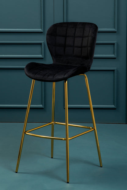 Martina Black Velvet Gold Frame Bar Chair