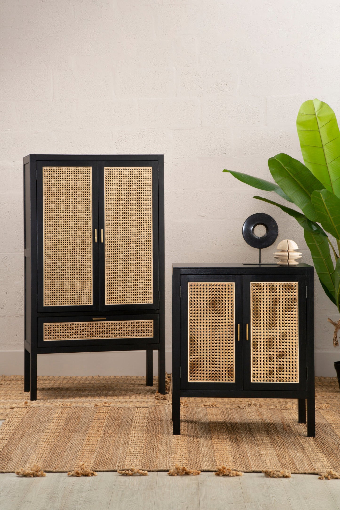 Corsica Black Rattan 2 Door Sideboard