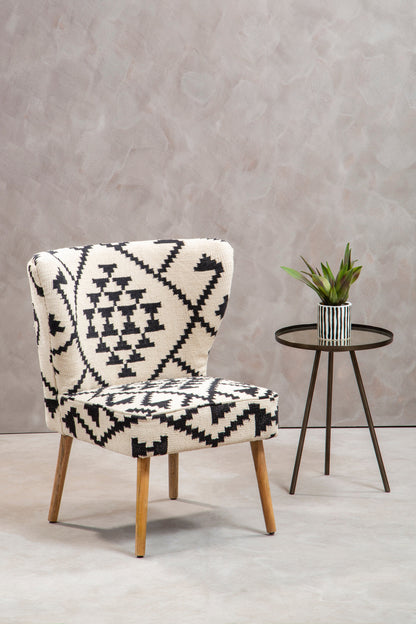 Aztec White and Black Berber Style Mango Wood Occasional Chair