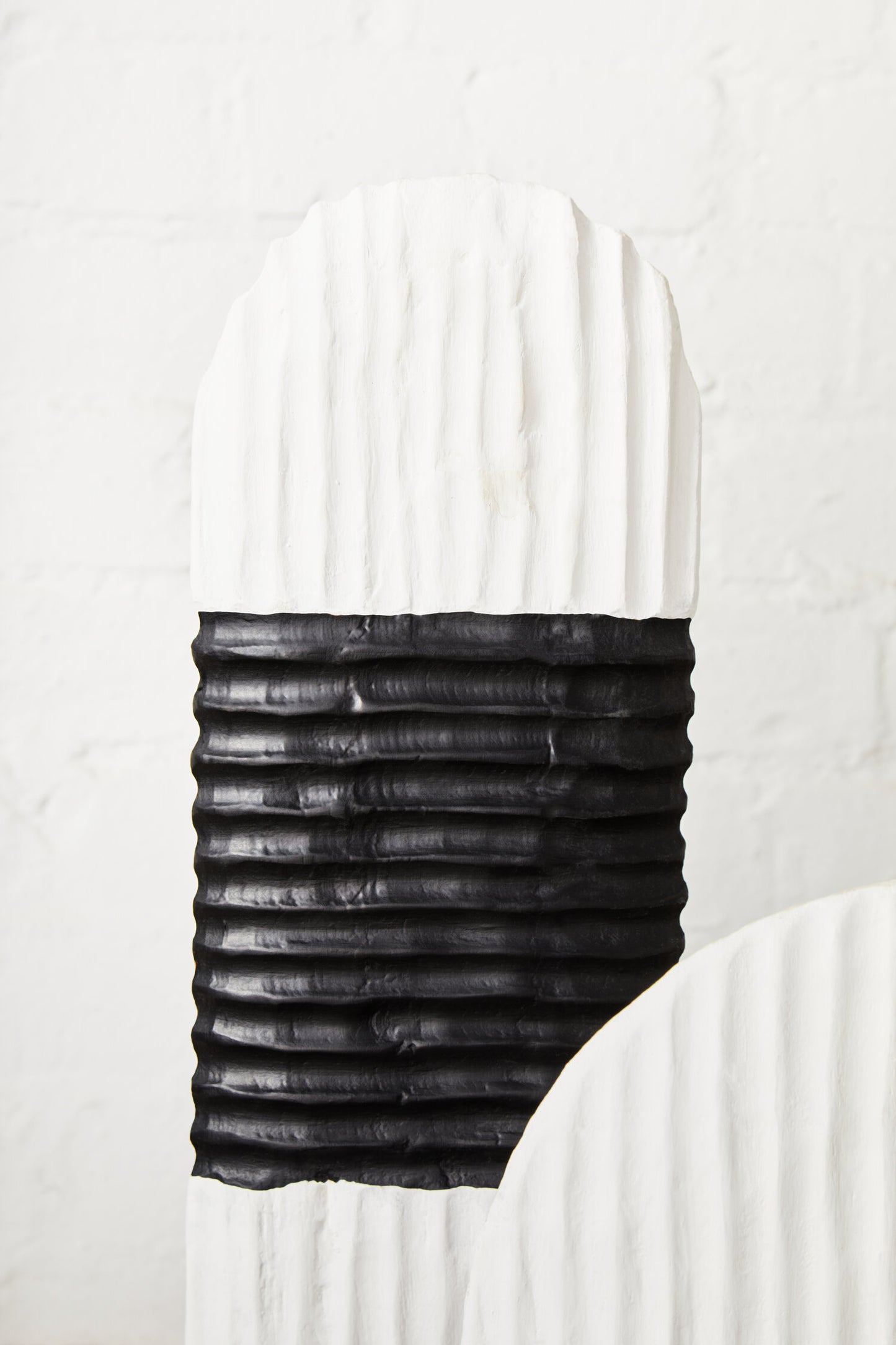 Luxe Decor Black and White Oblong Mango Wood Sculpture