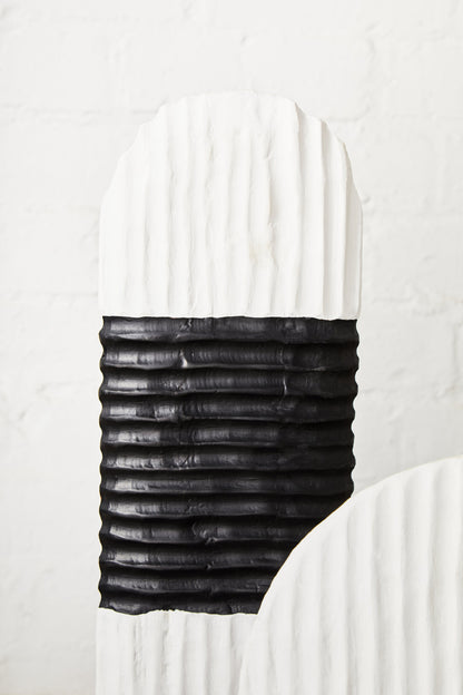 Luxe Decor Black and White Oblong Mango Wood Sculpture