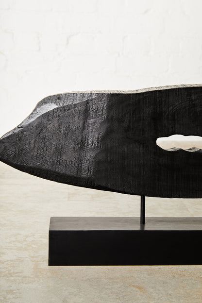Luxe Decor Rustic Black Horizontal Mango Wood Slice Sculpture