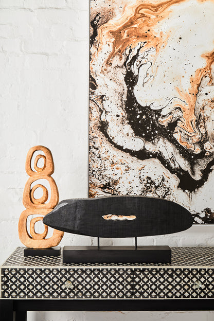 Luxe Decor Rustic Black Horizontal Mango Wood Slice Sculpture