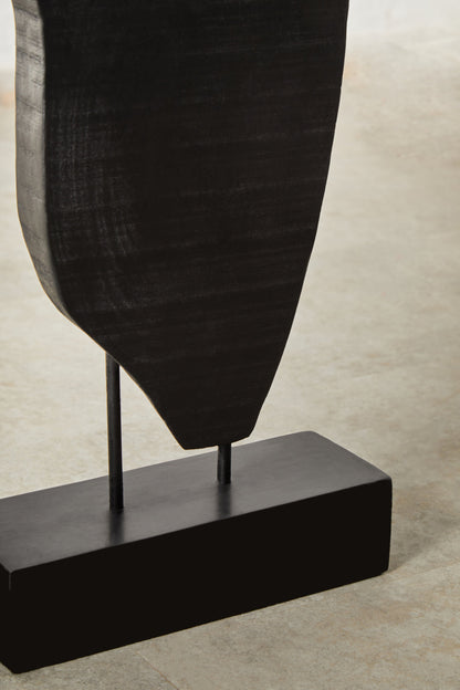 Luxe Decor Rustic Black Vertical Mango Wood Slice Sculpture
