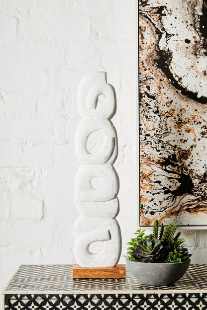 Luxe Decor White Mango Wood Ring Sculpture