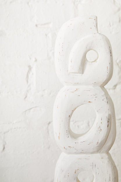 Luxe Decor White Mango Wood Ring Sculpture