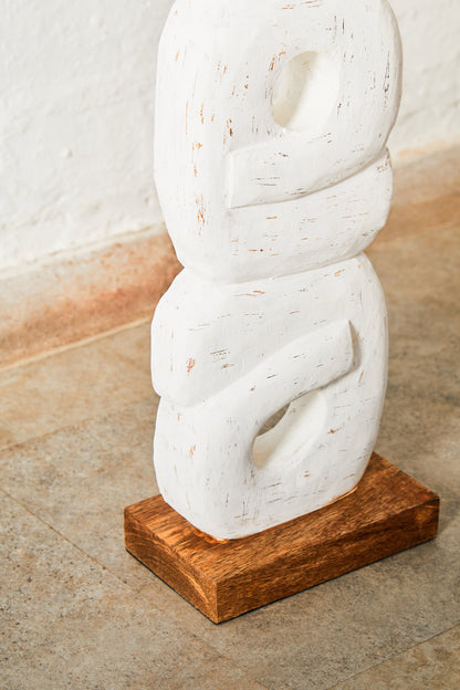 Luxe Decor White Mango Wood Ring Sculpture