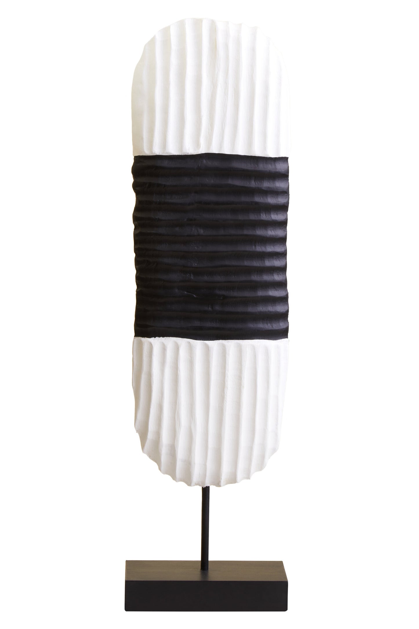 Luxe Decor Black and White Oblong Mango Wood Sculpture