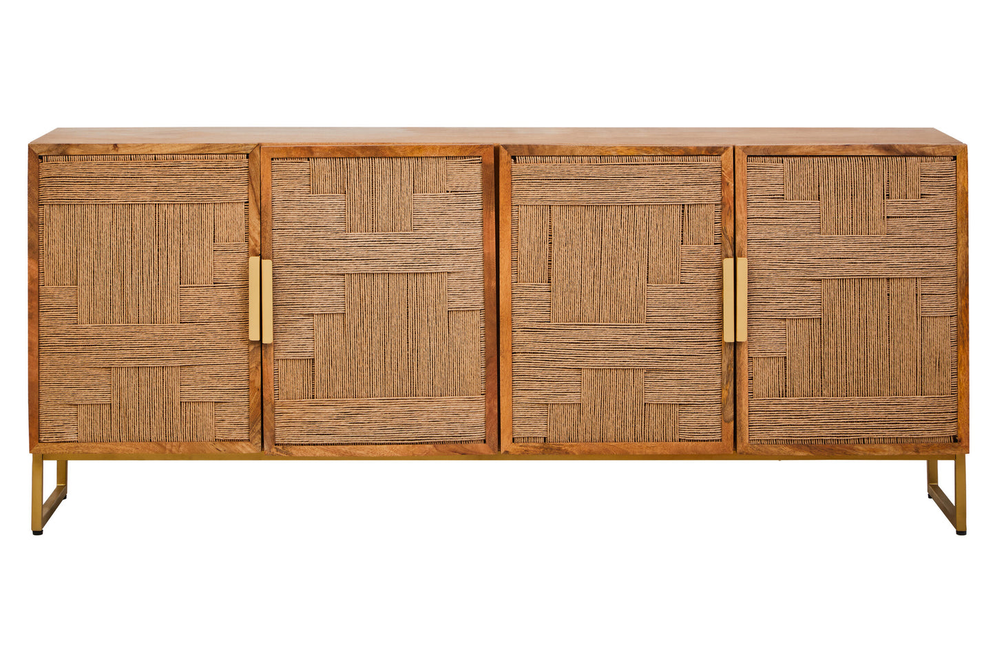 Frankie Mango Wood Paper Rope Detail Four Door Sideboard