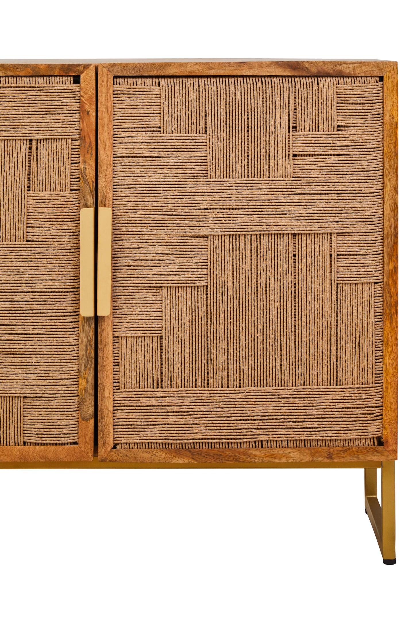Frankie Mango Wood Paper Rope Detail Four Door Sideboard