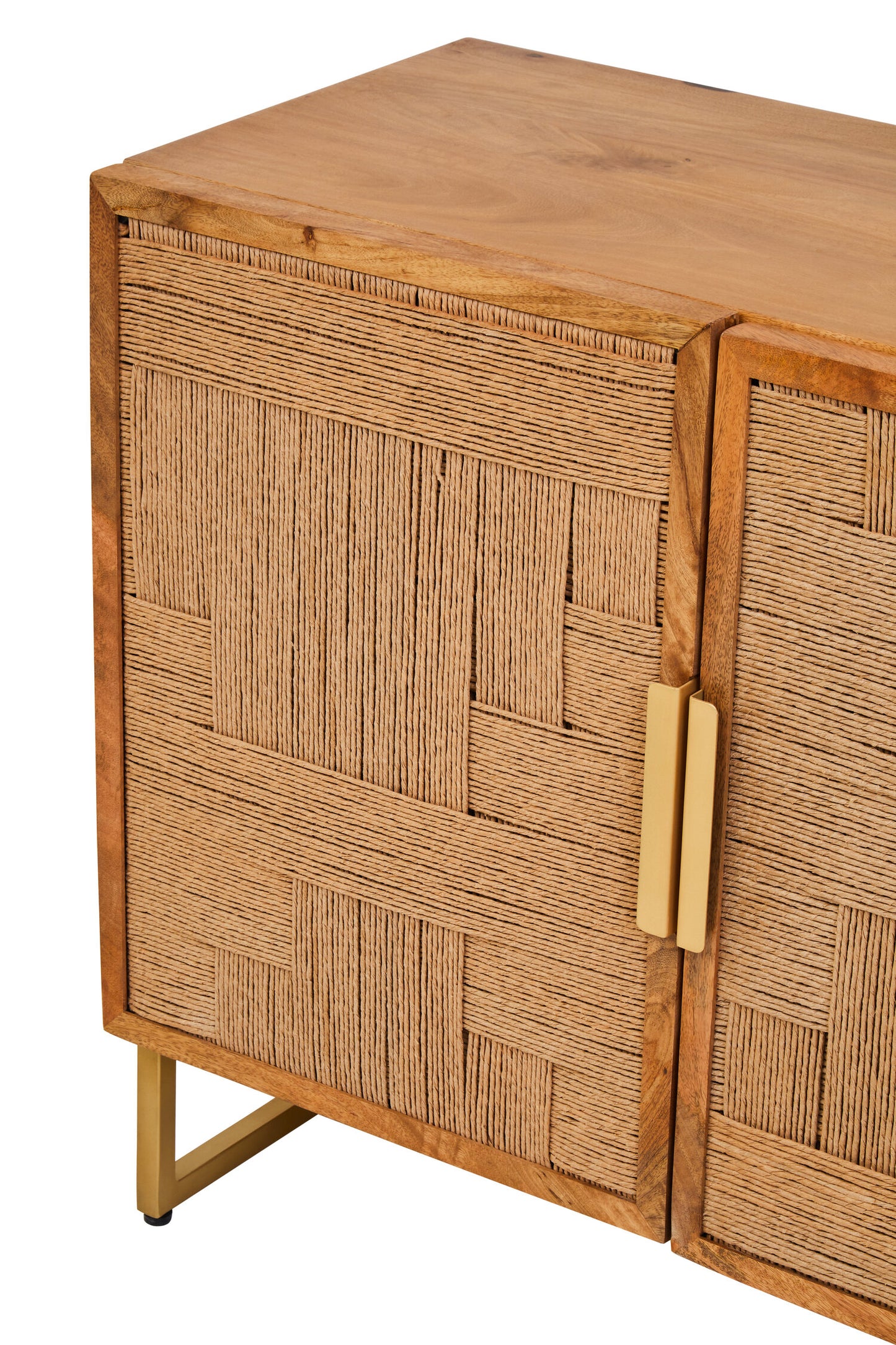 Frankie Mango Wood Paper Rope Detail Four Door Sideboard