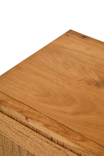 Frankie Mango Wood Paper Rope Detail Four Door Sideboard