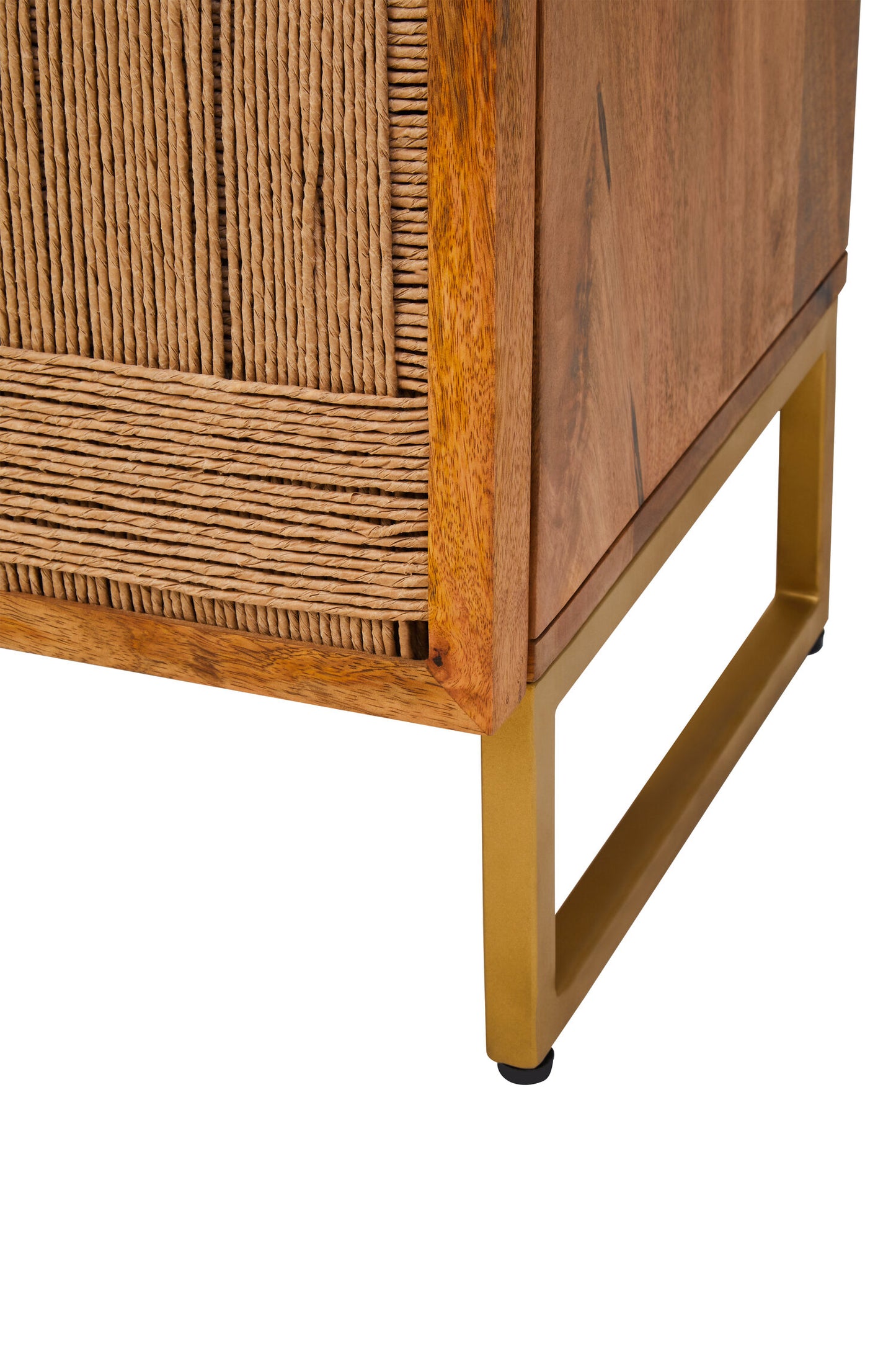Frankie Mango Wood Paper Rope Detail Four Door Sideboard