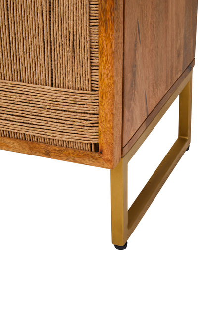 Frankie Mango Wood Paper Rope Detail Four Door Sideboard