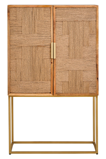 Frankie Paper Rope Detail Two Door Mango Wood Cabinet