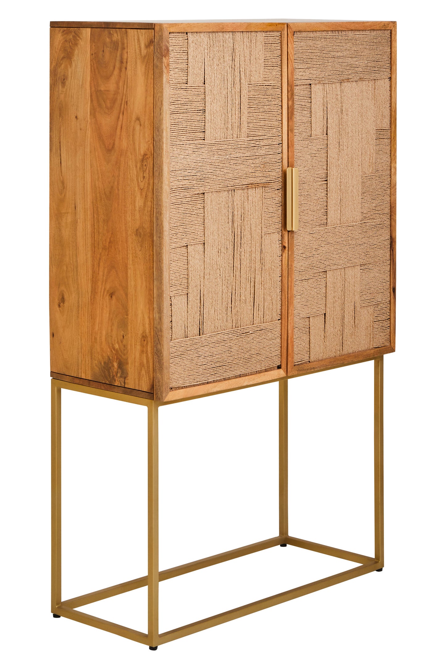 Frankie Paper Rope Detail Two Door Mango Wood Cabinet