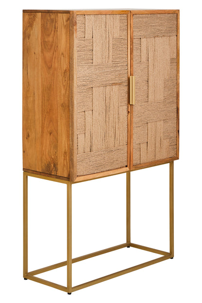 Frankie Paper Rope Detail Two Door Mango Wood Cabinet