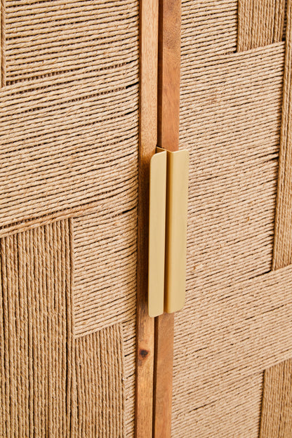 Frankie Paper Rope Detail Two Door Mango Wood Cabinet