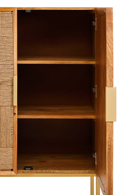 Frankie Paper Rope Detail Two Door Mango Wood Cabinet