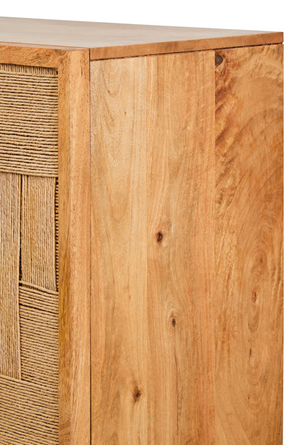 Frankie Paper Rope Detail Two Door Mango Wood Cabinet