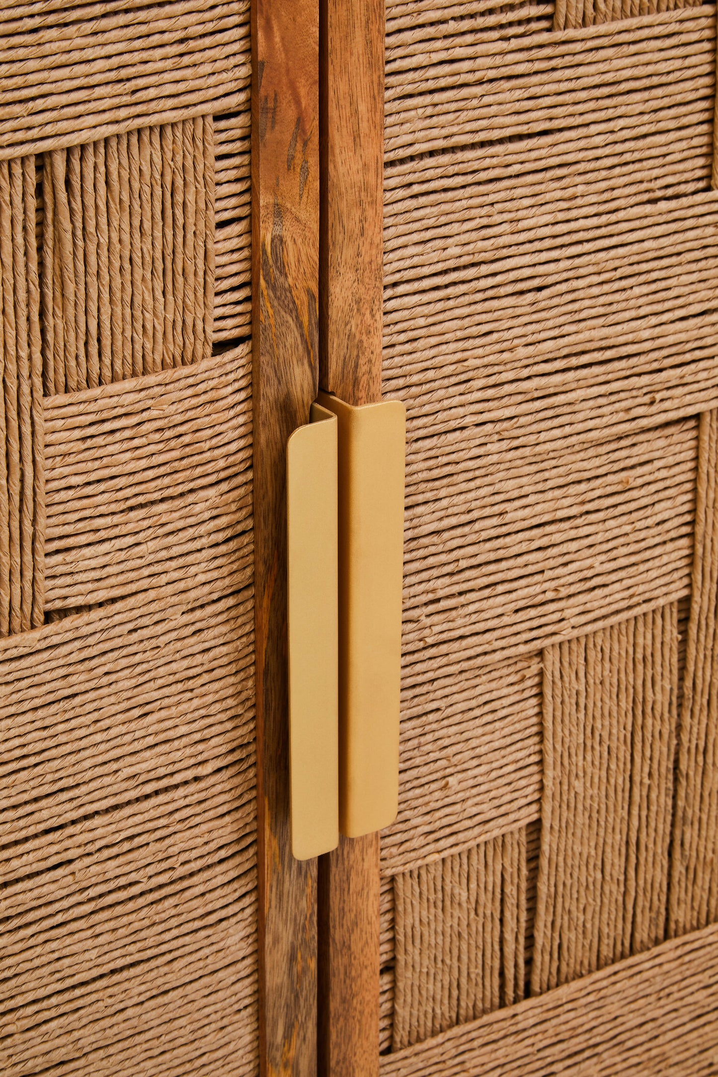 Frankie Mango Wood Paper Rope Detail Four Door Sideboard
