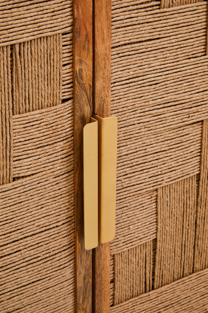 Frankie Mango Wood Paper Rope Detail Four Door Sideboard
