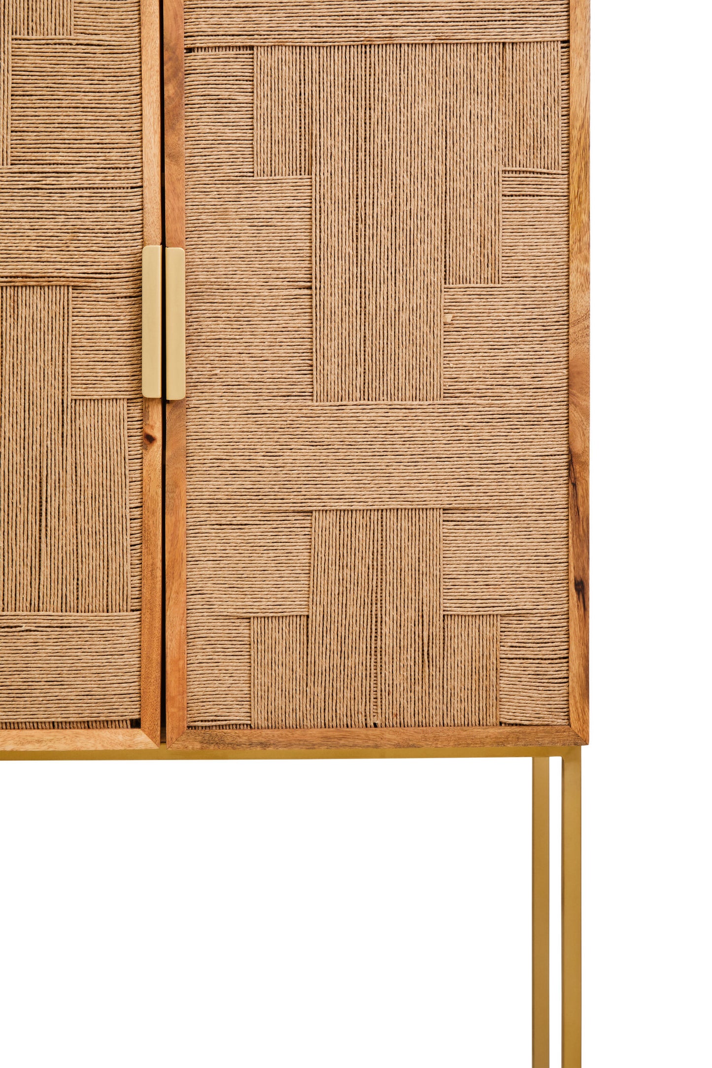 Frankie Paper Rope Detail Two Door Mango Wood Cabinet