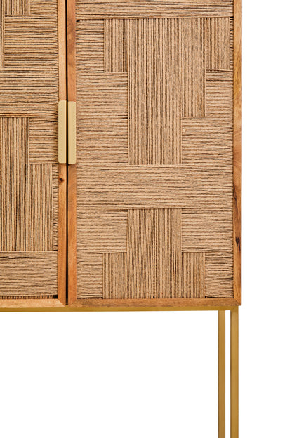 Frankie Paper Rope Detail Two Door Mango Wood Cabinet