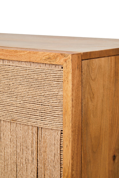 Frankie Paper Rope Detail Two Door Mango Wood Cabinet