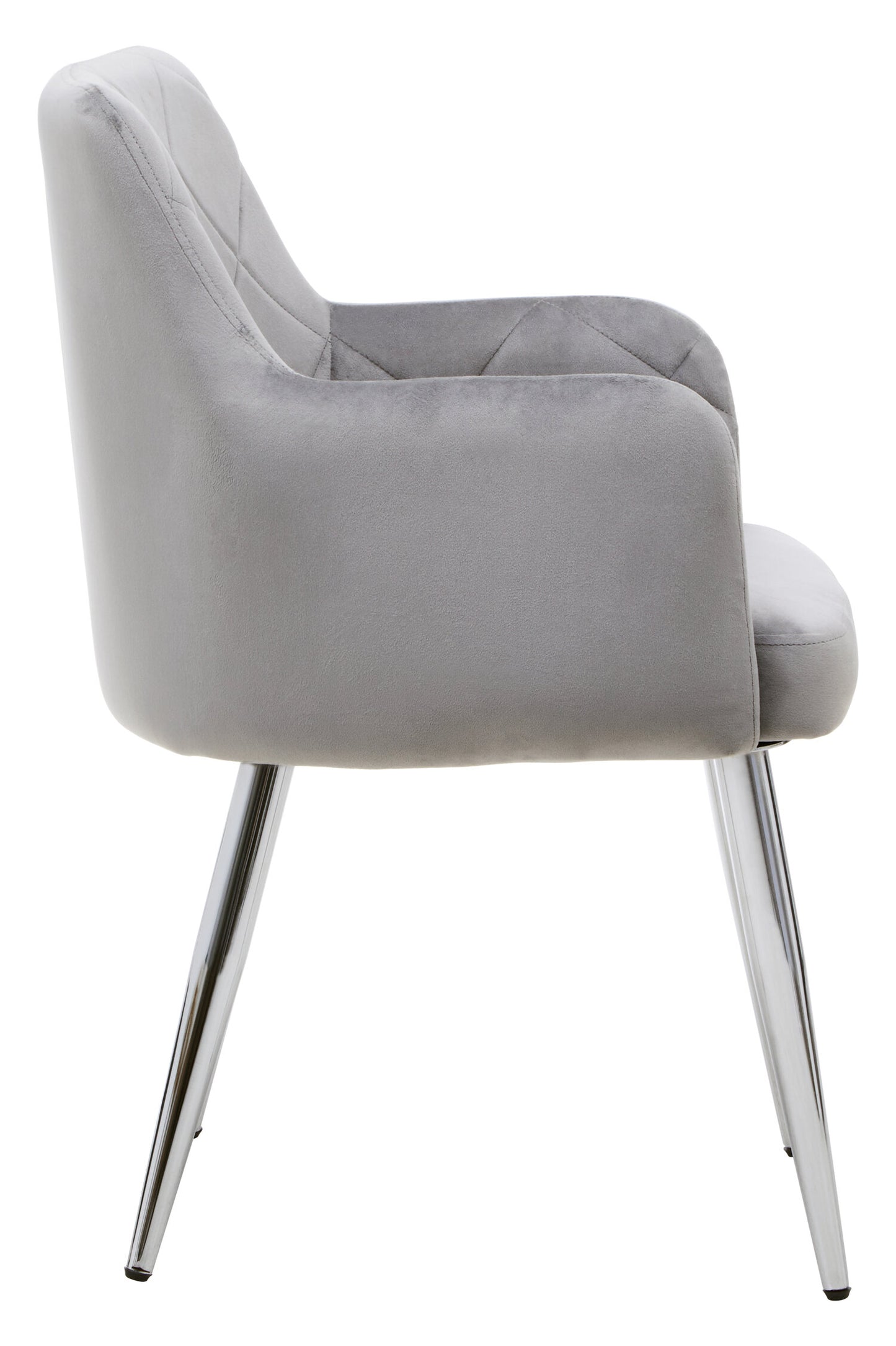 Lorena Mink Velvet Quilted Dining Chair with Chrome Finish Legs