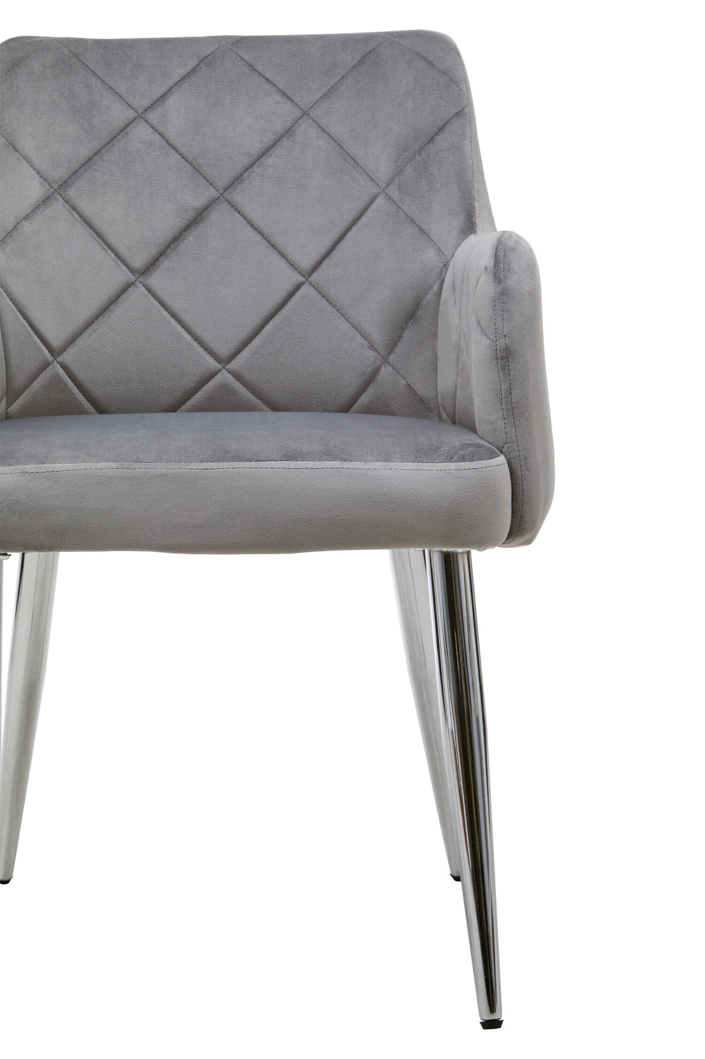 Lorena Mink Velvet Quilted Dining Chair with Chrome Finish Legs