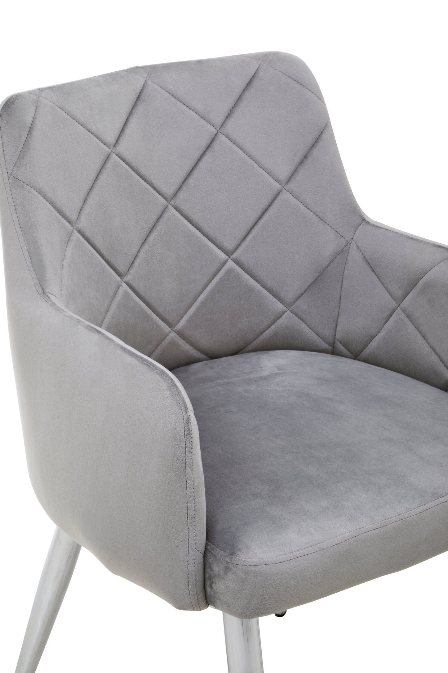 Lorena Mink Velvet Quilted Dining Chair with Chrome Finish Legs