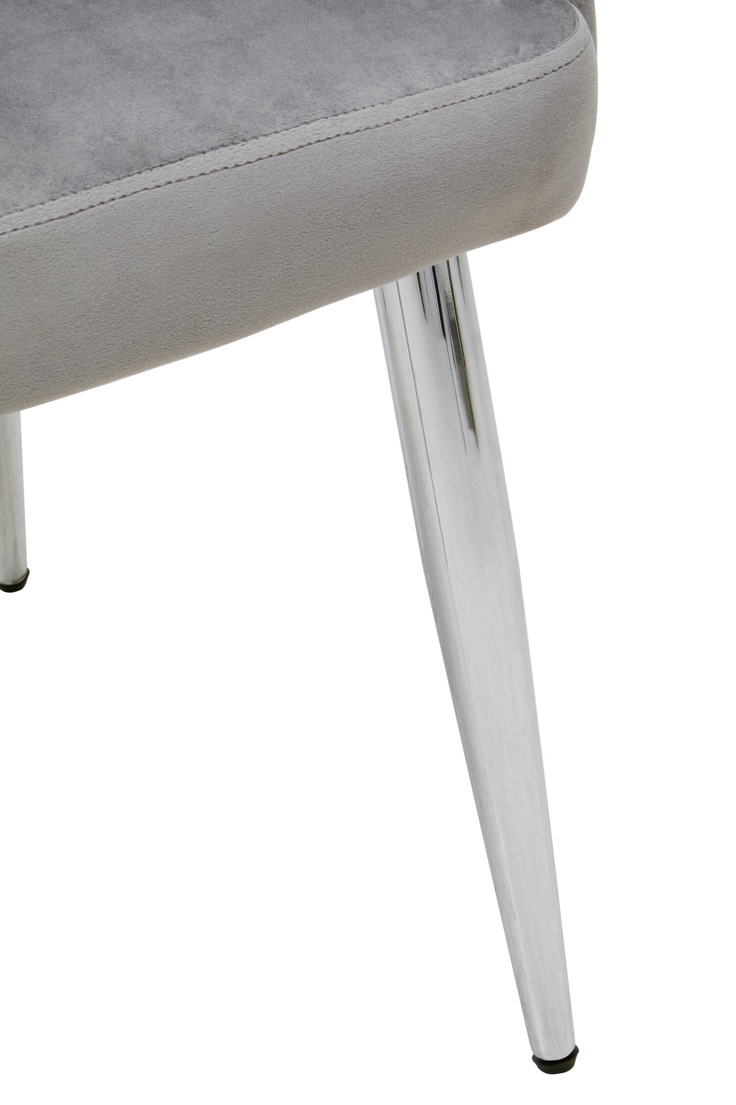 Lorena Mink Velvet Quilted Dining Chair with Chrome Finish Legs