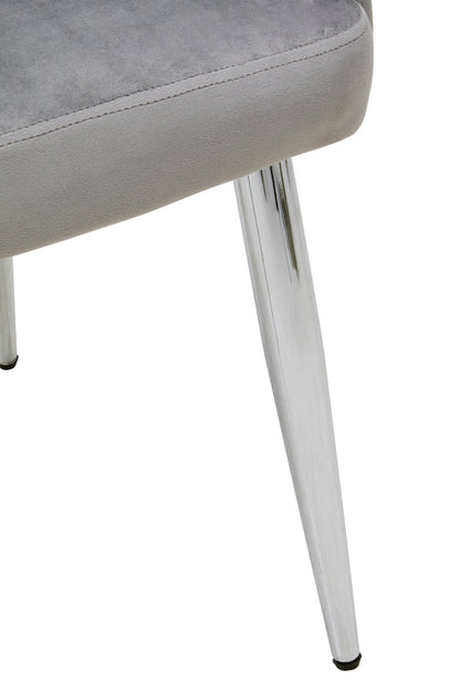 Lorena Mink Velvet Quilted Dining Chair with Chrome Finish Legs