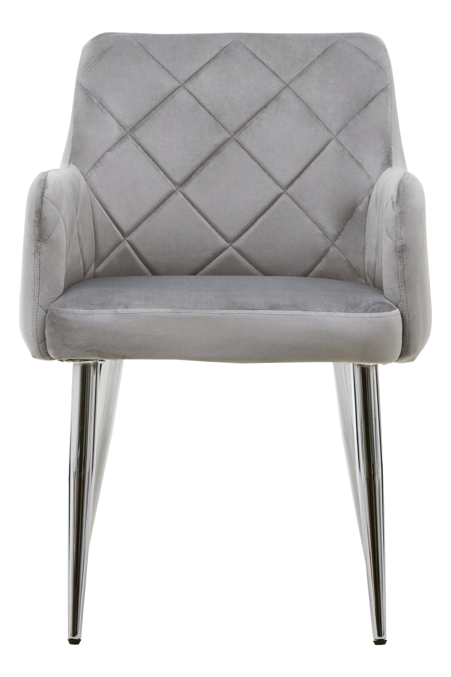 Lorena Mink Velvet Quilted Dining Chair with Chrome Finish Legs