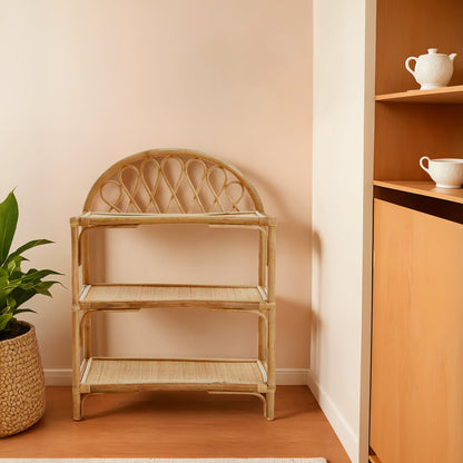 India 3 Tier Natural Rattan Shelf Unit