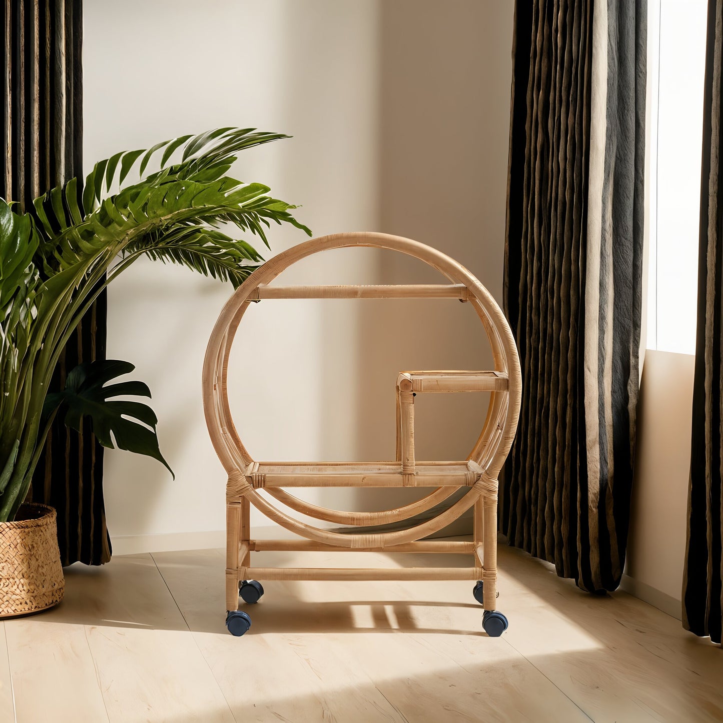 India Rattan Bar Trolley