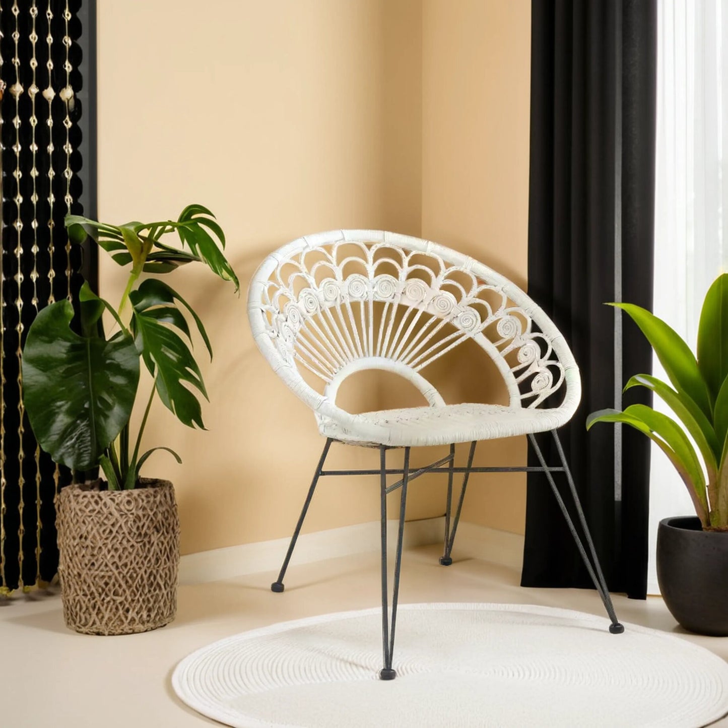 Koh Lanta White Rattan Nordic Armchair