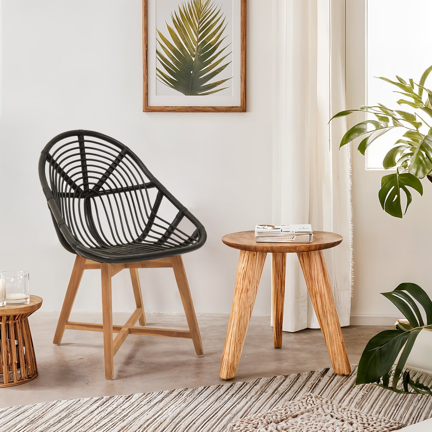 Koh Lanta Black Natural Rattan And Teak Accent Chair