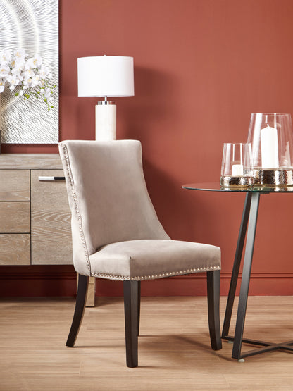 Davenport Natural Linen Dining Chair with Dark Legs
