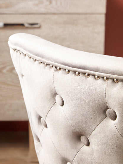 Davenport Natural Linen Dining Chair with Dark Legs