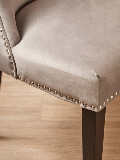 Davenport Natural Linen Dining Chair with Dark Legs