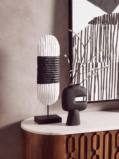 Luxe Decor Black and White Oblong Mango Wood Sculpture